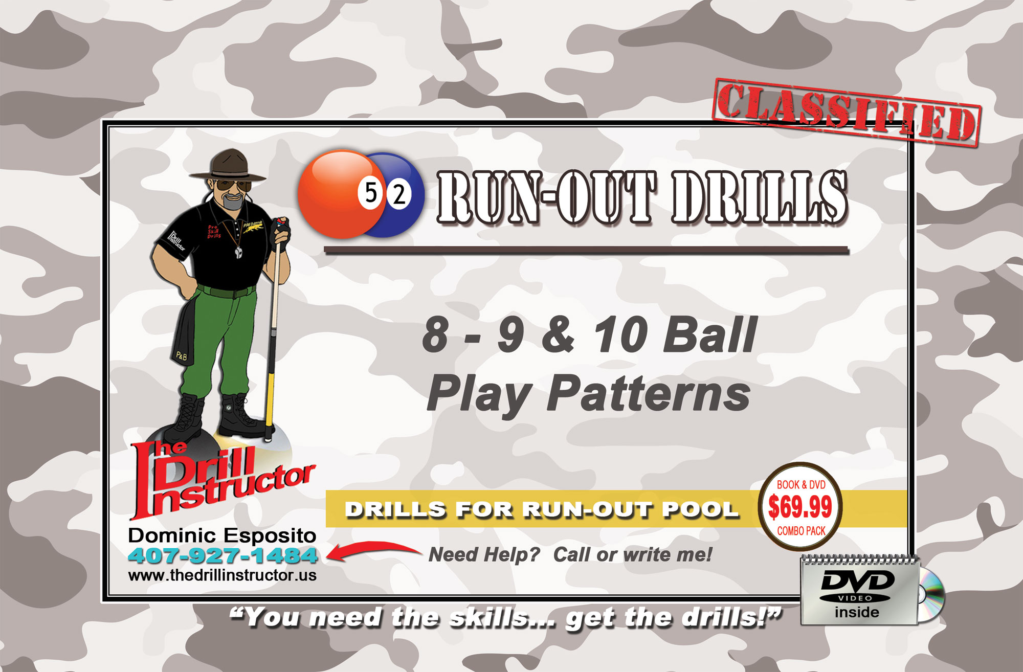 Drill Instructor- Run Out Drills Pool Cue