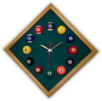 12in Diamond Billiard Clock Oak & Dark Green Mali Felt
