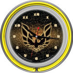 Pontiac Firebird Black Chrome Double Ring Neon Clock