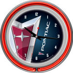 Pontiac Chrome Double Ring Neon Clock