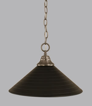 Chain Hung Pendant Shown In Brushed Nickel Finish With 16" Charcoal Spiral Glass