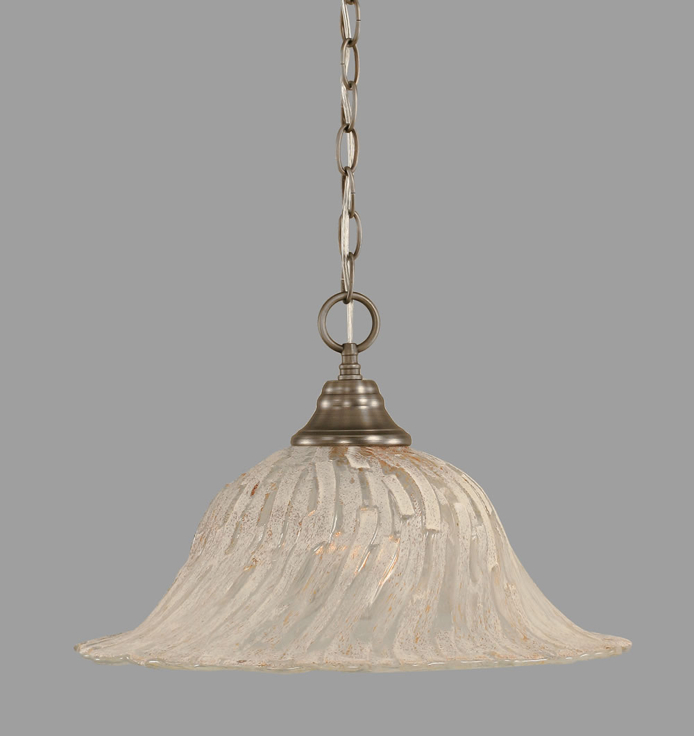Chain Hung Pendant Shown In Brushed Nickel Finish With 17" Italian Ice Glass
