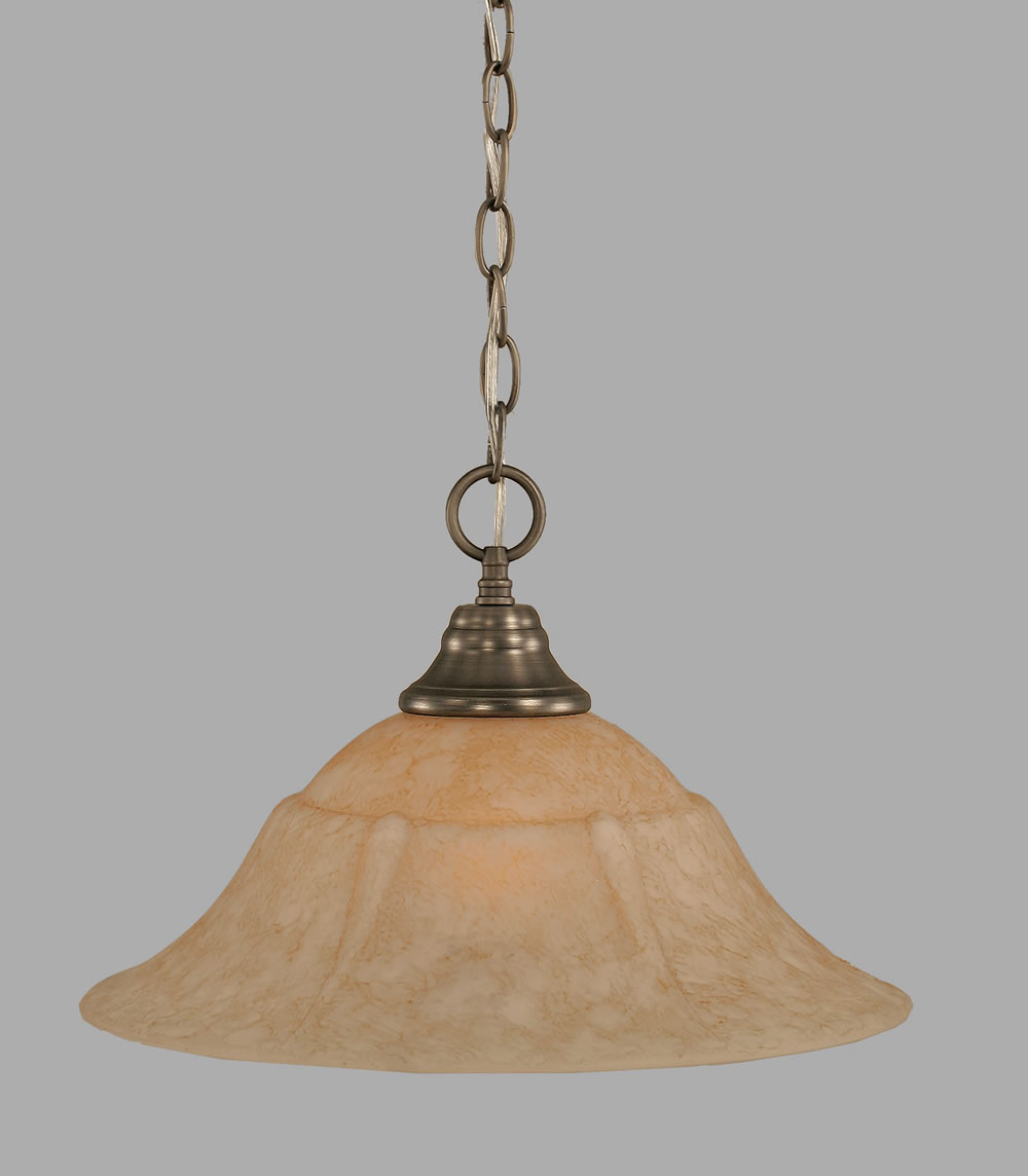 Chain Hung Pendant Shown In Brushed Nickel Finish With 16" Italian Marble Glass