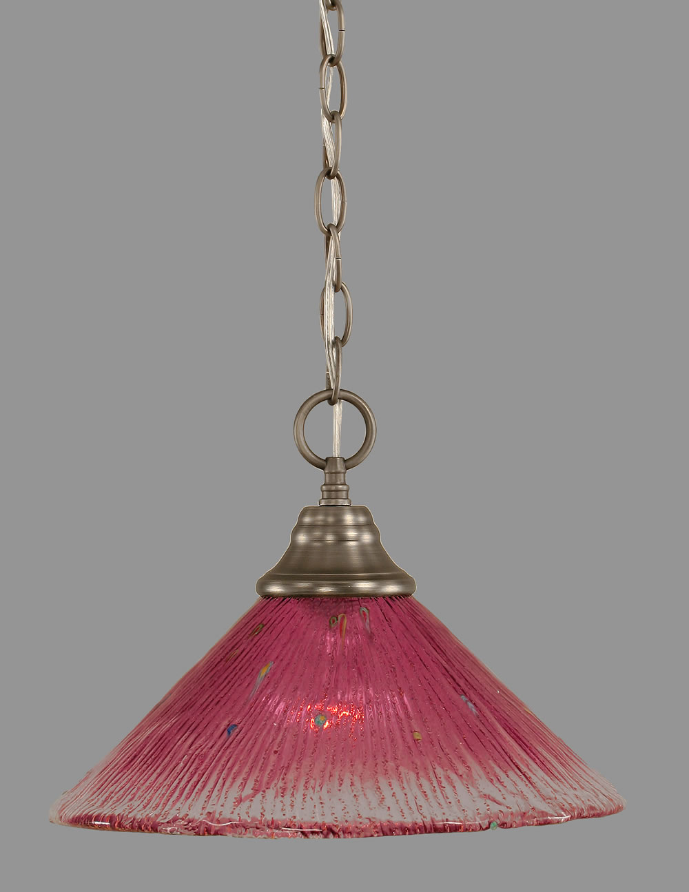Chain Hung Pendant Shown In Brushed Nickel Finish With 12" Wine Crystal Glass