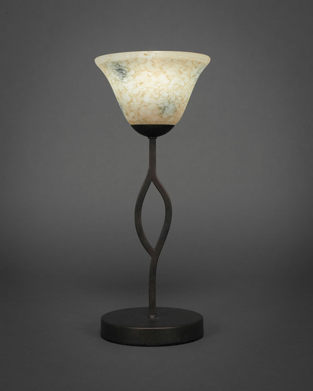 Revo Mini Table Lamp Shown In Dark Granite Finish With 7" Italian Glass