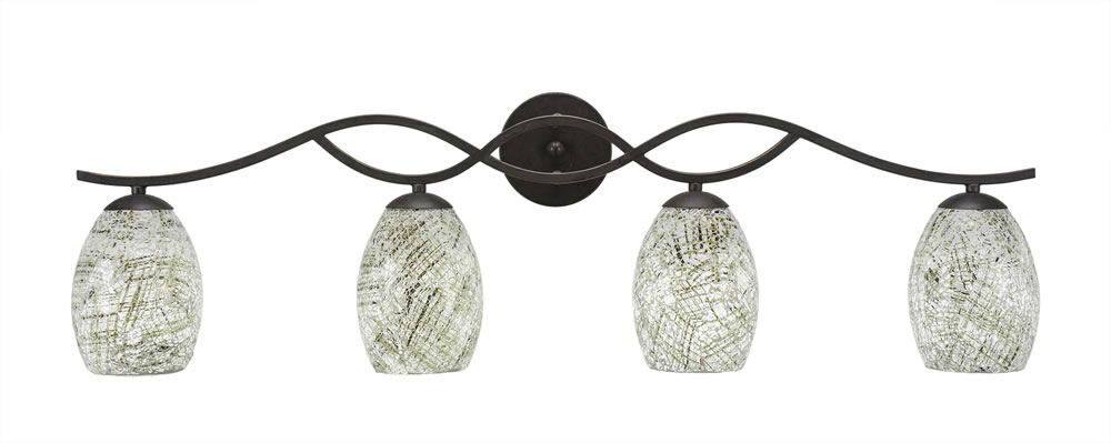 Revo 4 Light Bath Bar Shown In Dark Granite Finish With 5" Natural Fusion Glass