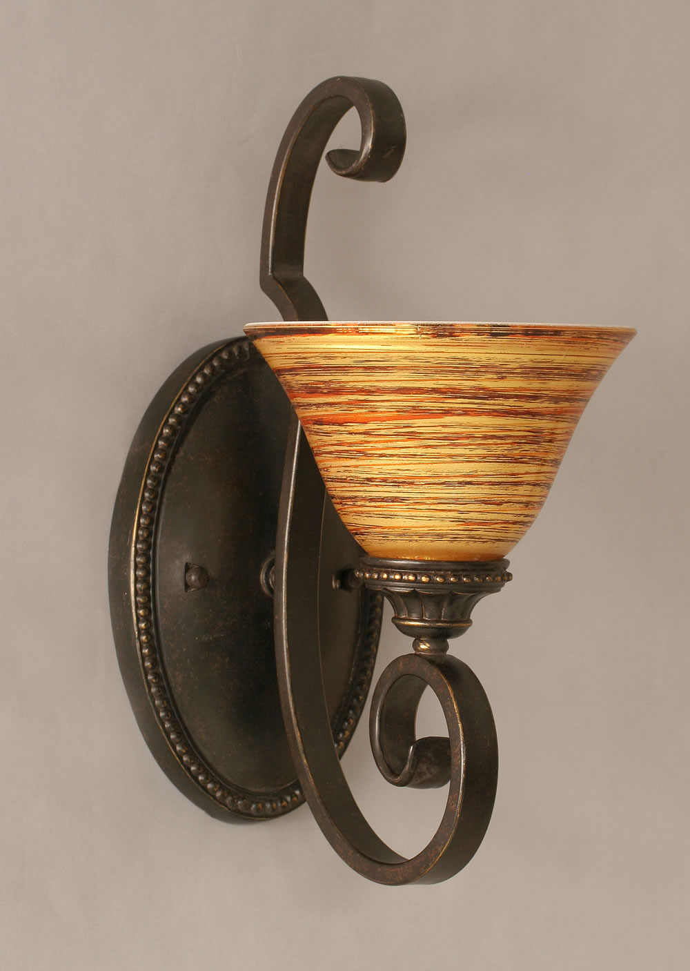 Eleganté Wall Sconce Shown In Dark Granite Finish With 7" Firré Saturn glass