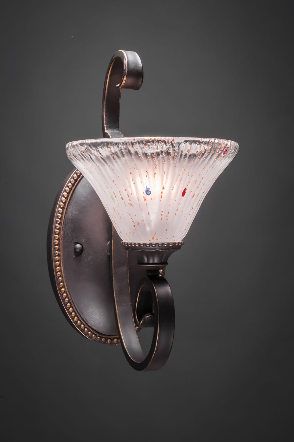 Eleganté Wall Sconce Shown In Dark Granite Finish With 7" Frosted Crystal glass