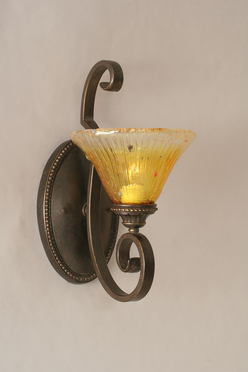 Eleganté Wall Sconce Shown In Dark Granite Finish With 7" Gold Champagne Crystal glass