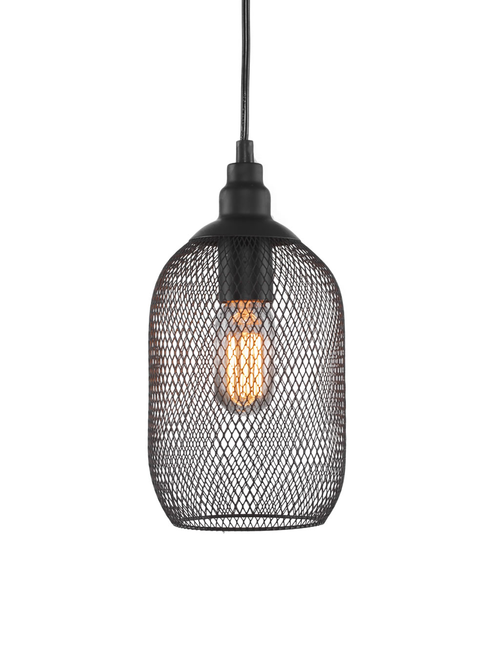 Plexus Pendant Shown In Matte Black Finish With Smoke Smoke Bulb