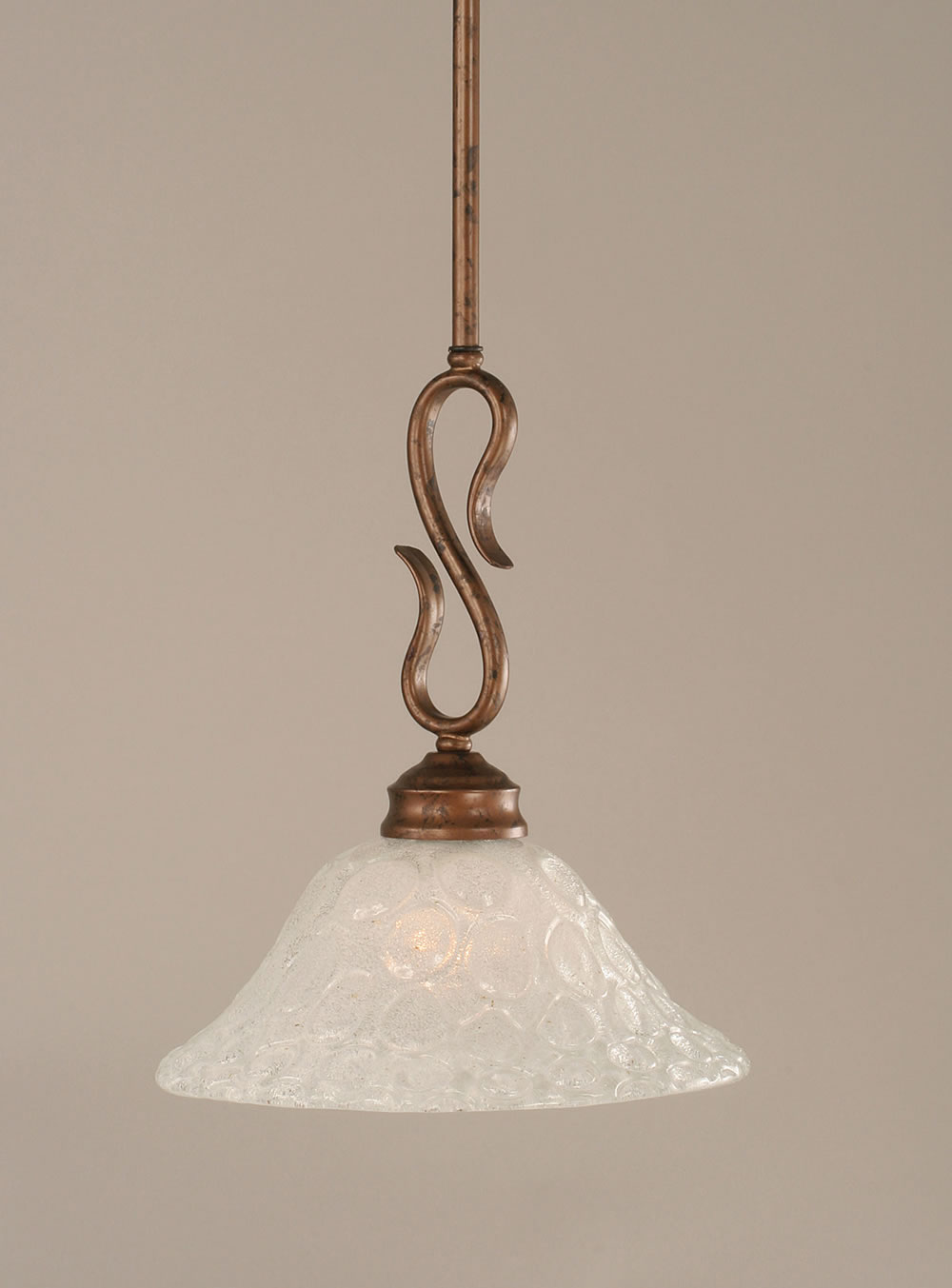 Swan Mini Pendant Shown In Bronze Finish With 10" Italian Bubble Glass