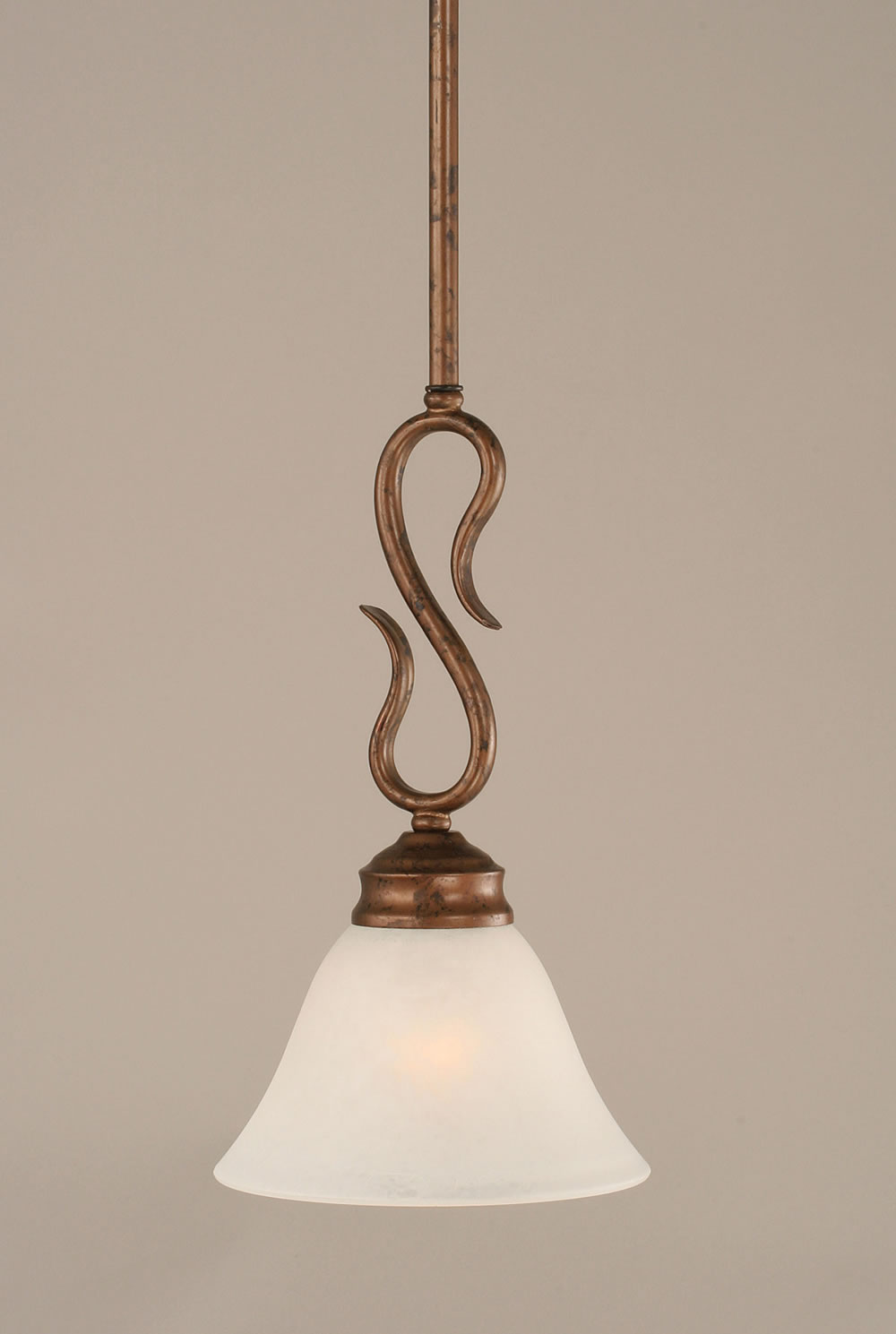 Swan Mini Pendant Shown In Bronze Finish With 7" White Crystal Glass