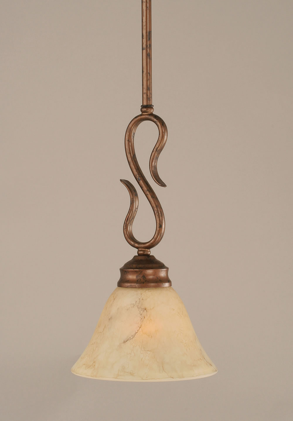 Swan Mini Pendant Shown In Bronze Finish With 7" Italian Marble Glass