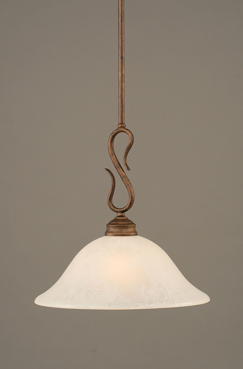 Swan Mini Pendant Shown In Bronze Finish With 12" White Marble Glass