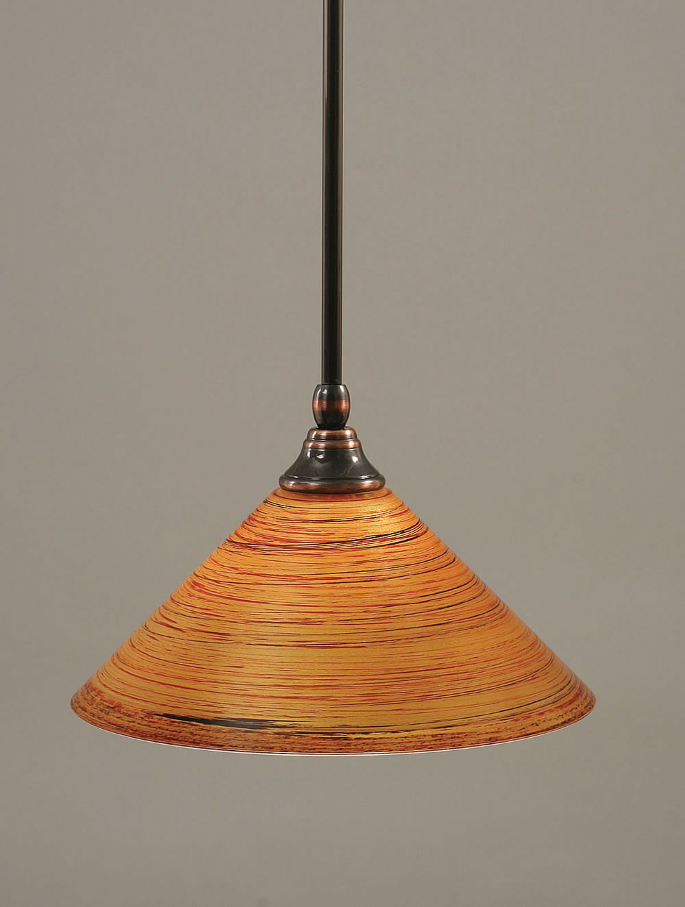 Stem Mini Pendant With Hang Straight Swivel Shown In Black Copper Finish With 12" Firré Saturn Glass