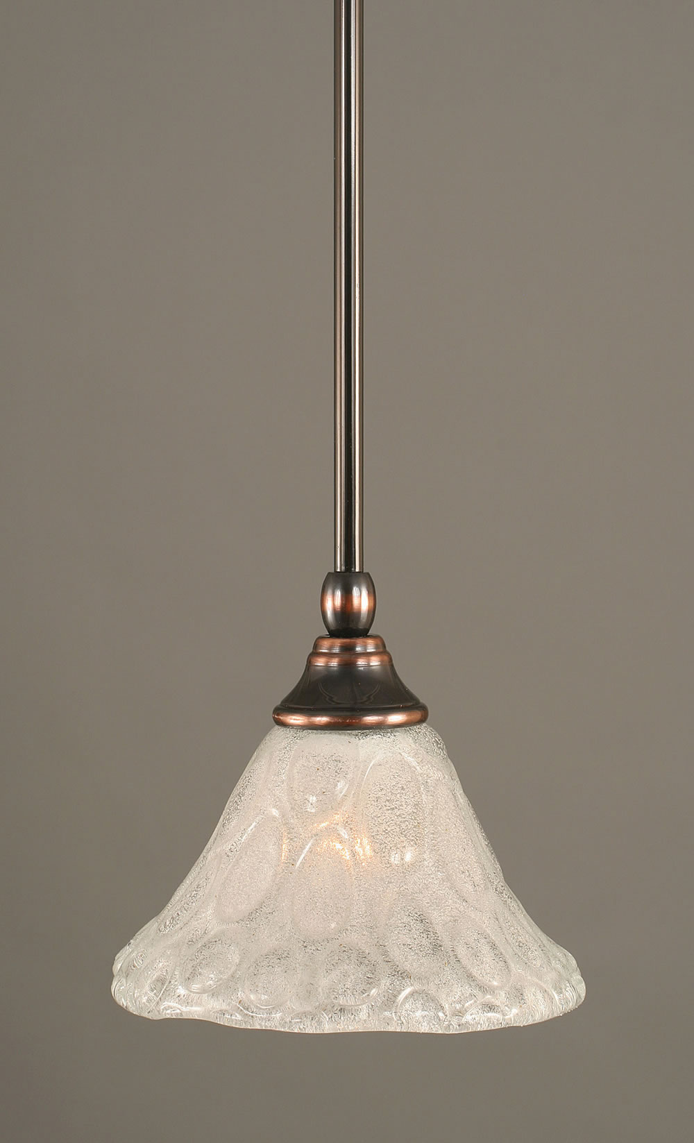 Stem Mini Pendant With Hang Straight Swivel Shown In Black Copper Finish With 7" Italian Bubble Glass