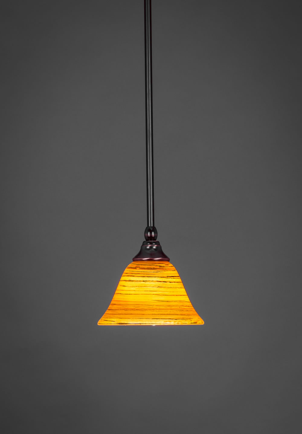 Stem Mini Pendant With Hang Straight Swivel Shown In Black Copper Finish With 7" Firré Saturn Glass