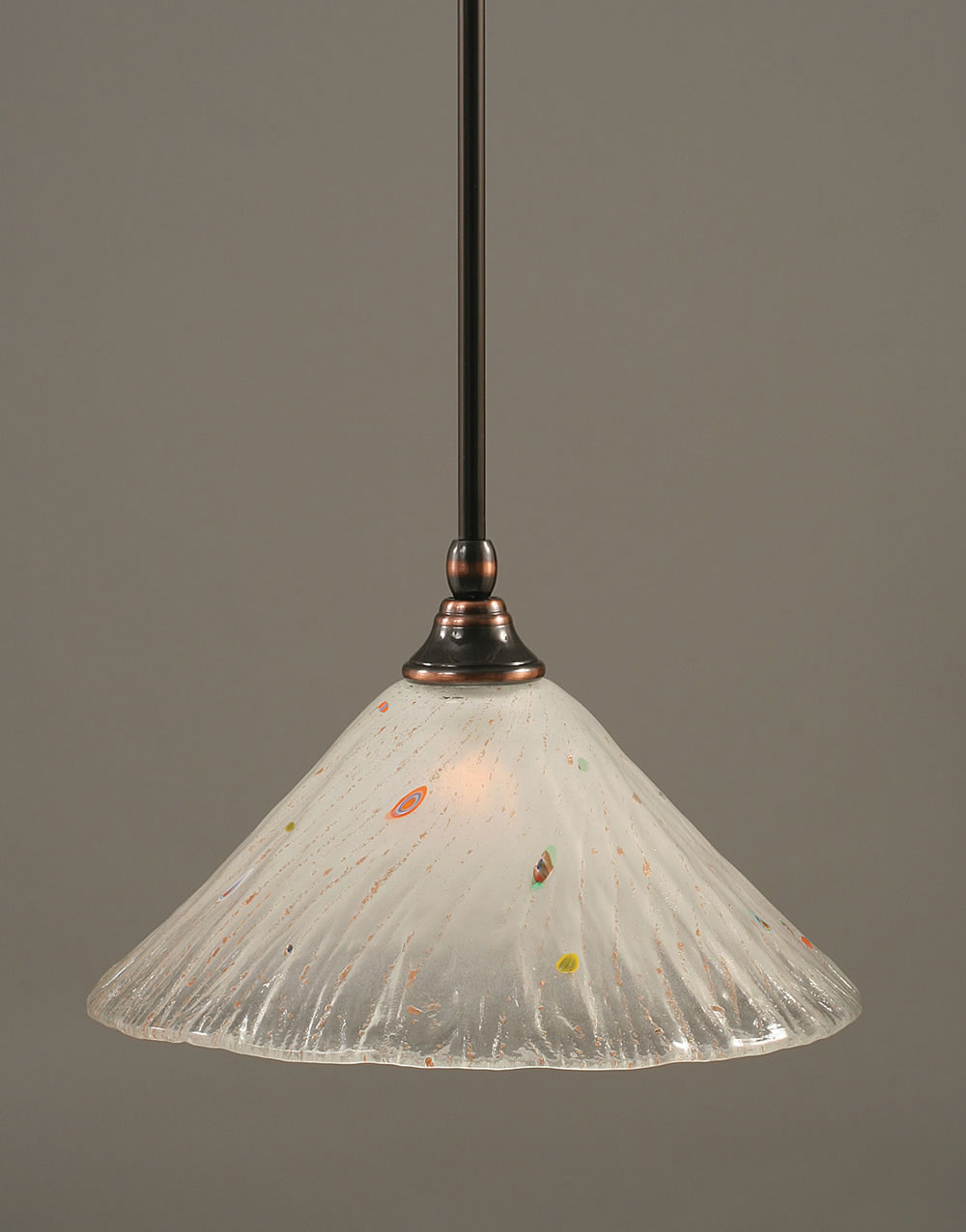Stem Mini Pendant With Hang Straight Swivel Shown In Black Copper Finish With 12" Frosted Crystal Glass