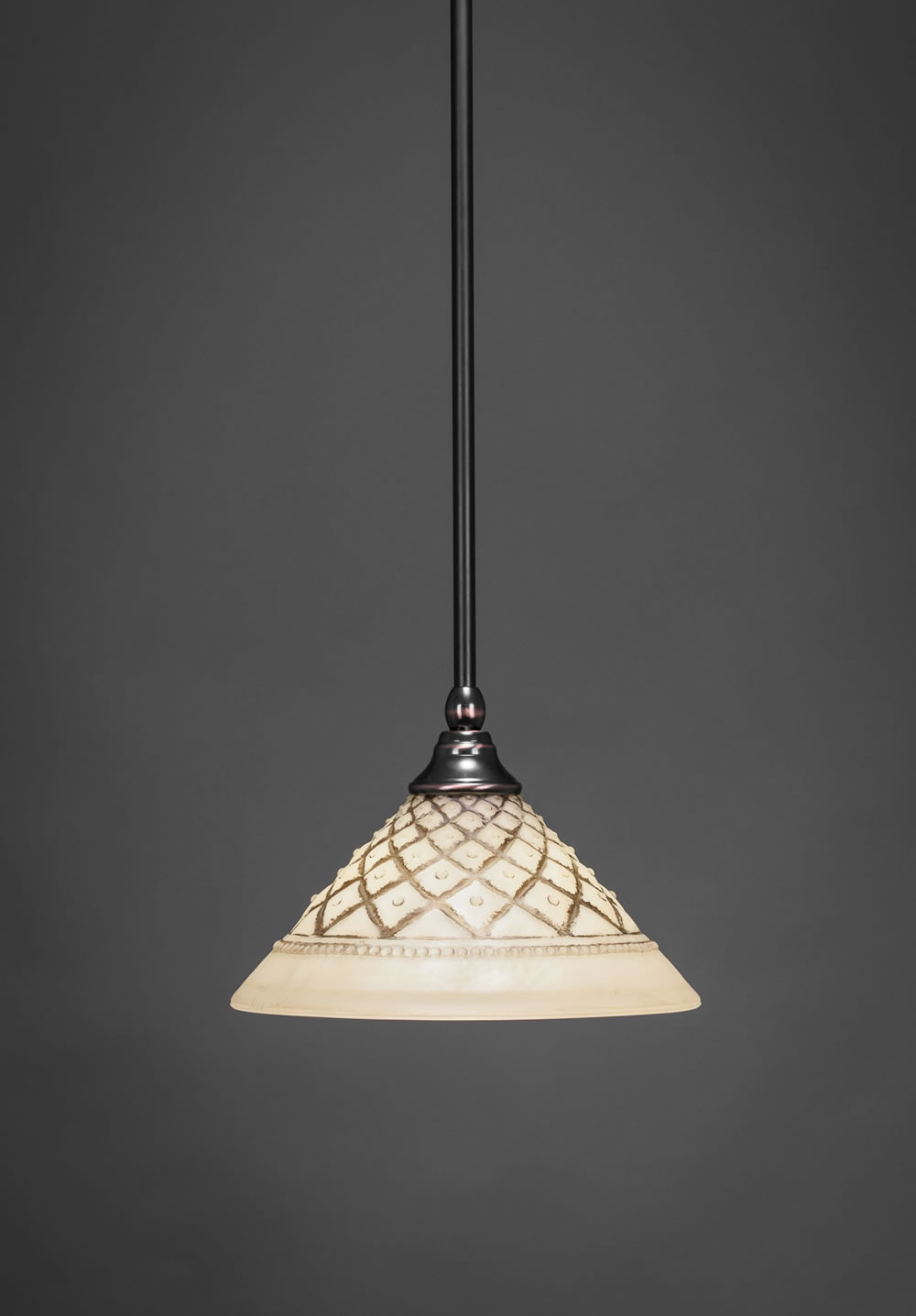 Stem Mini Pendant With Hang Straight Swivel Shown In Black Copper Finish With 10" Chocolate Icing Glass
