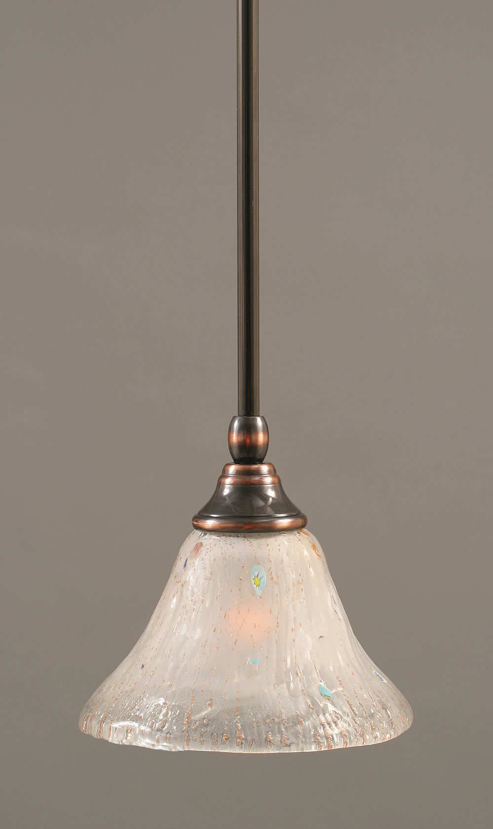 Stem Mini Pendant With Hang Straight Swivel Shown In Black Copper Finish With 7" Frosted Crystal Glass
