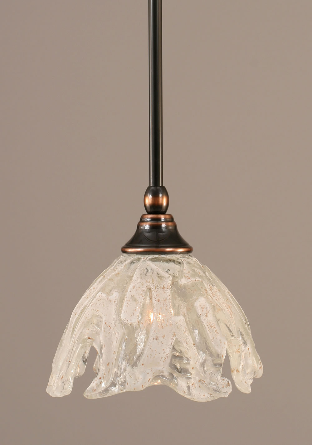 Stem Mini Pendant With Hang Straight Swivel Shown In Black Copper Finish With 7" Italian Ice Glass
