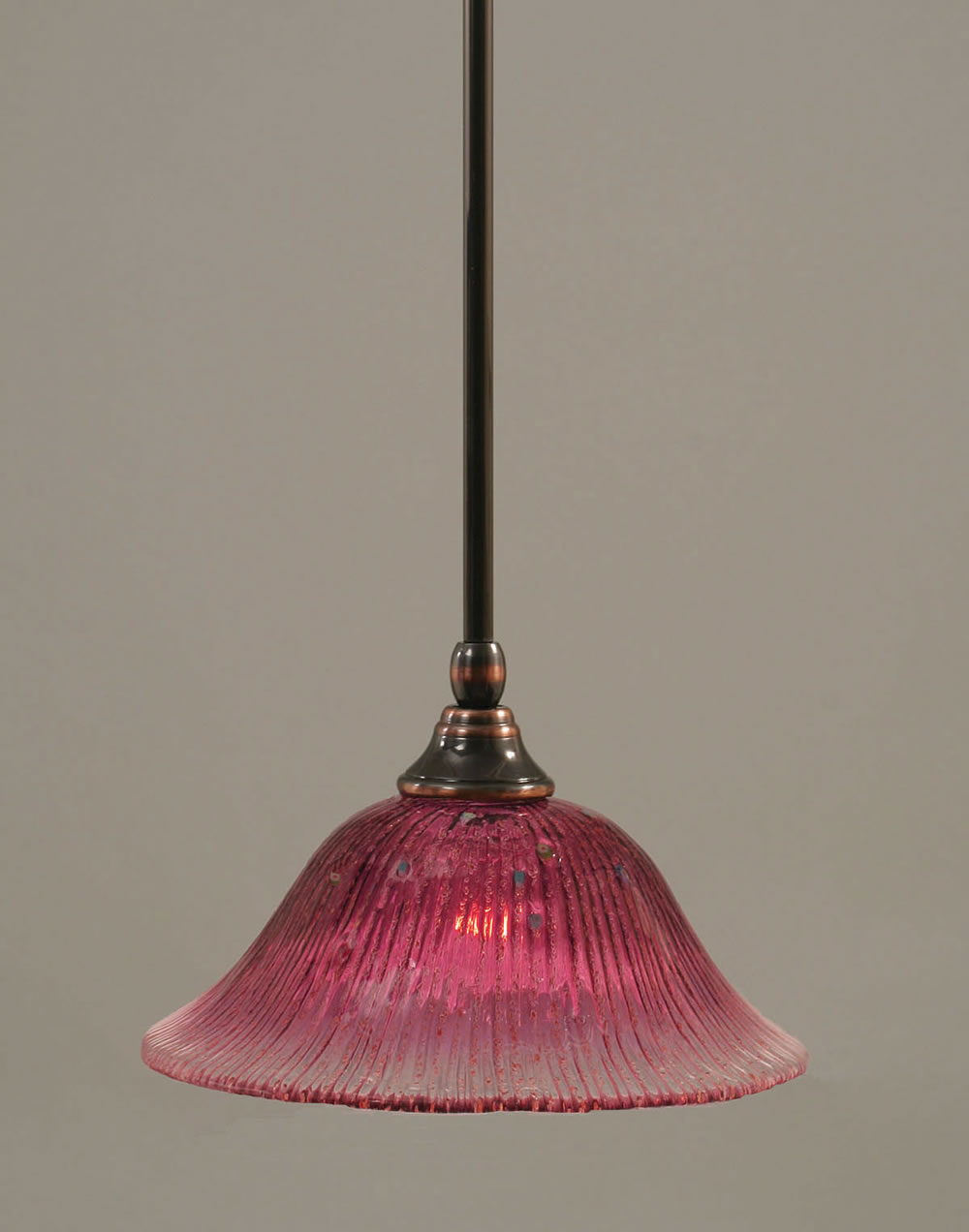 Stem Mini Pendant With Hang Straight Swivel Shown In Black Copper Finish With 10" Wine Crystal Glass