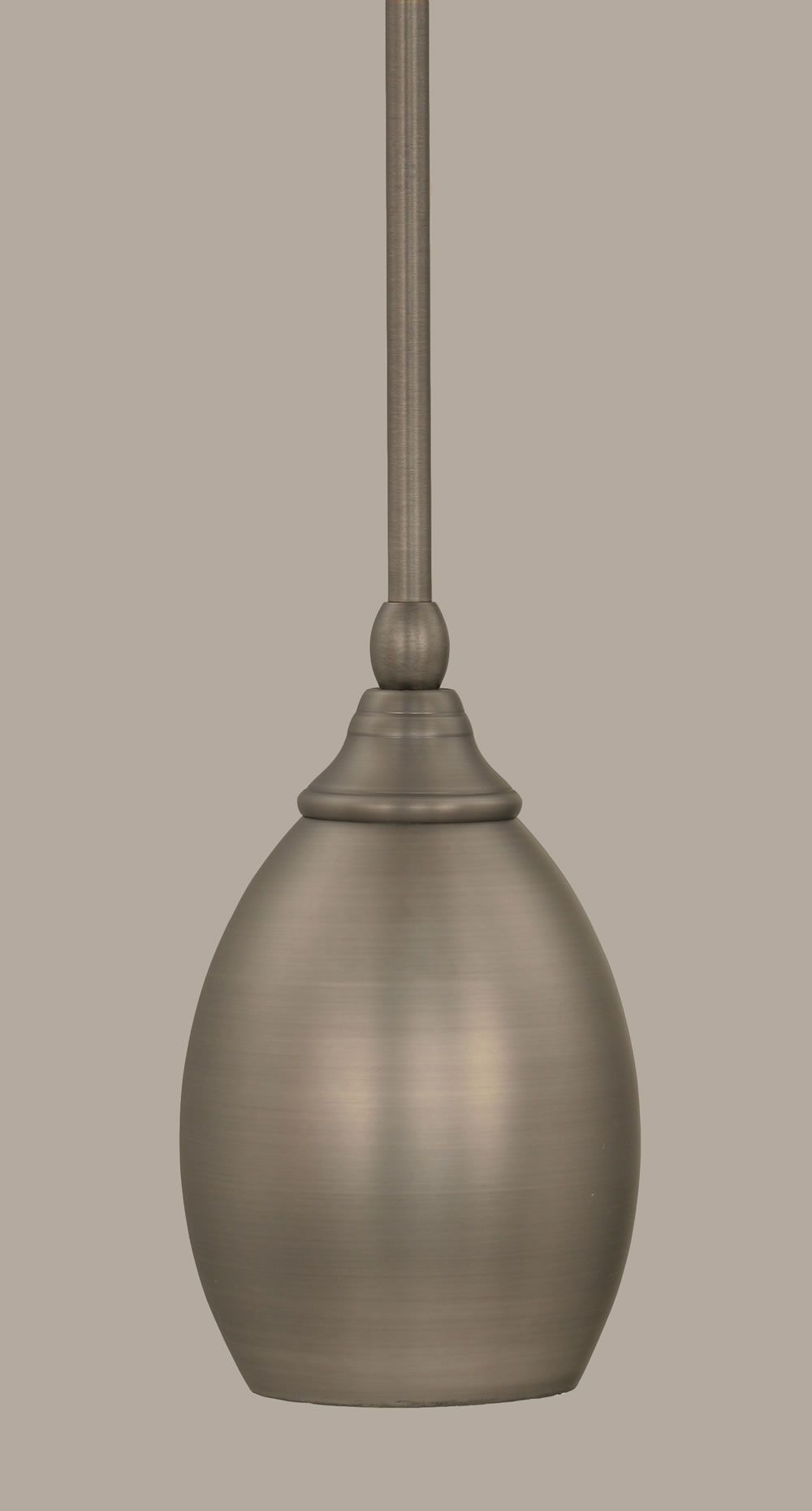 Stem Mini Pendant With Hang Straight Swivel Shown In Brushed Nickel Finish With 5 Brushed Nickel Oval Metal Shade