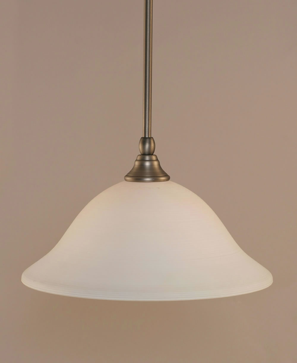 Stem Mini Pendant With Hang Straight Swivel Shown In Brushed Nickel Finish With 12" White Linen Glass