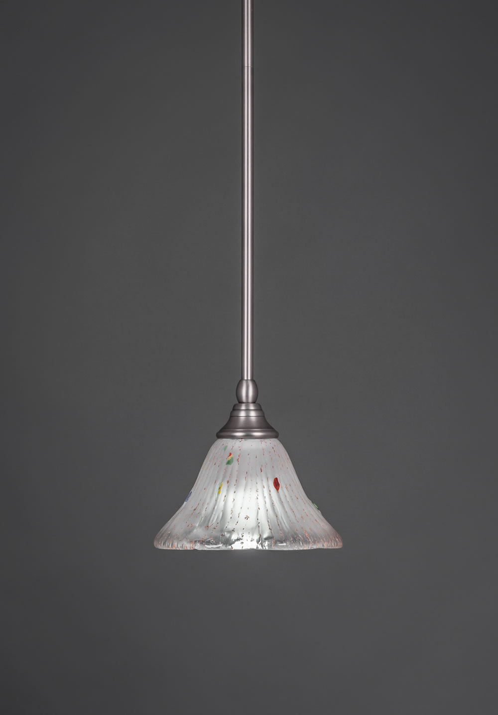 Stem Mini Pendant With Hang Straight Swivel Shown In Brushed Nickel Finish With 7" Frosted Crystal Glass