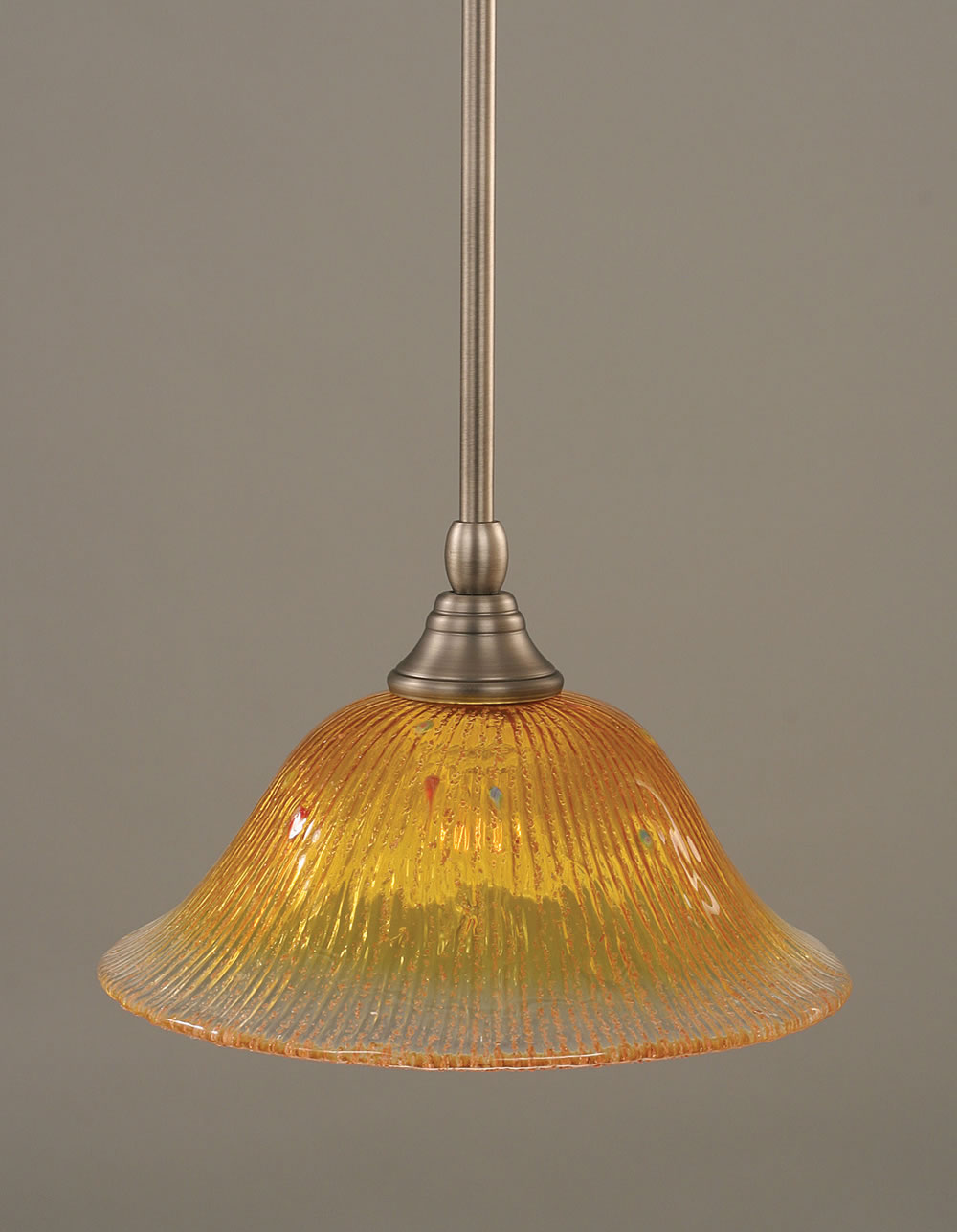 Stem Mini Pendant With Hang Straight Swivel Shown In Brushed Nickel Finish With 10" Gold Champagne Crystal Glass