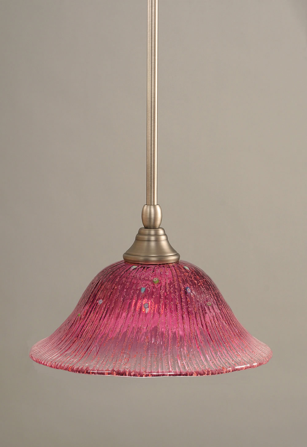Stem Mini Pendant With Hang Straight Swivel Shown In Brushed Nickel Finish With 10" Wine Crystal Glass
