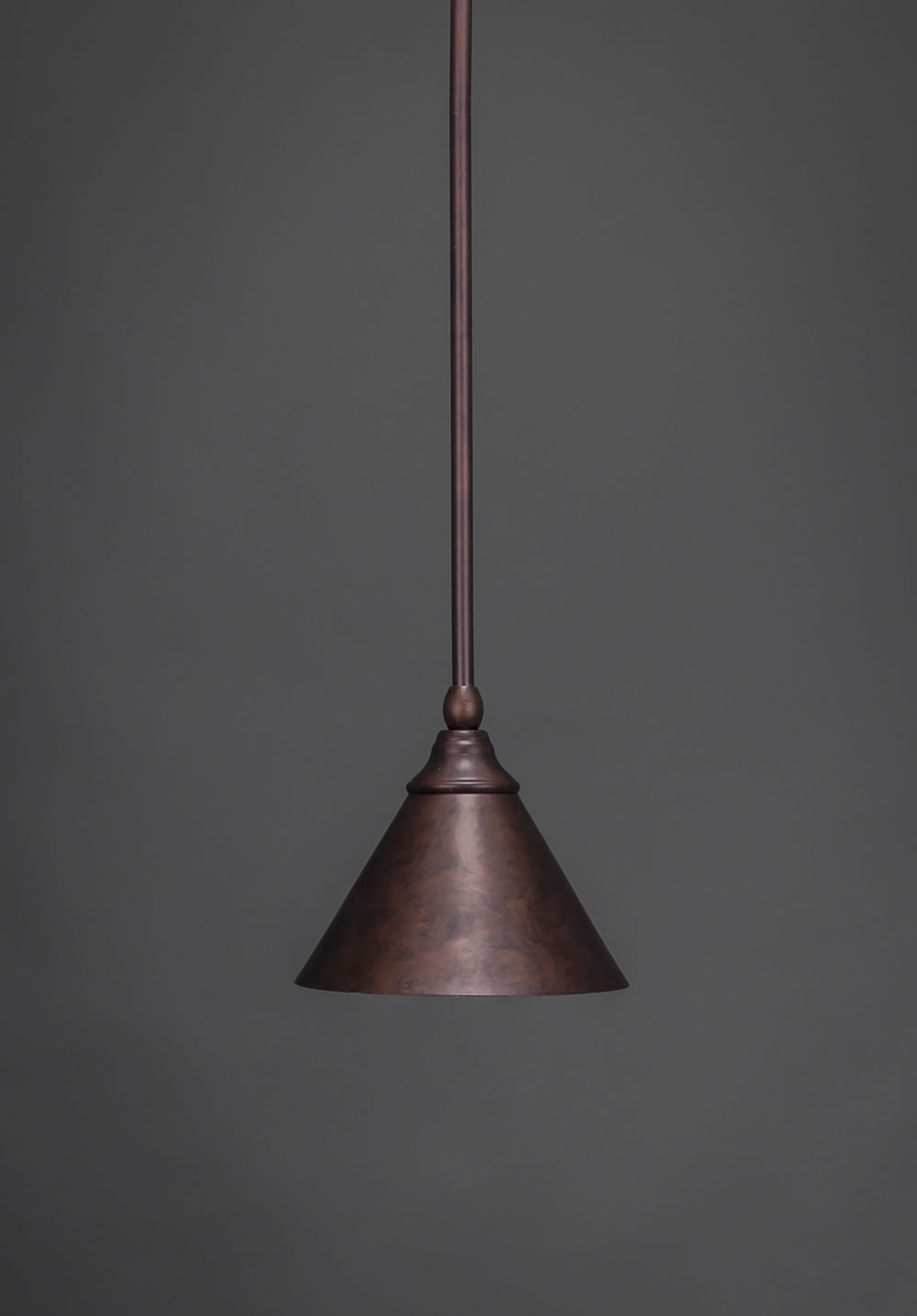Stem Mini Pendant With Hang Straight Swivel Shown In Bronze Finish With 7 Bronze Cone Metal Shade