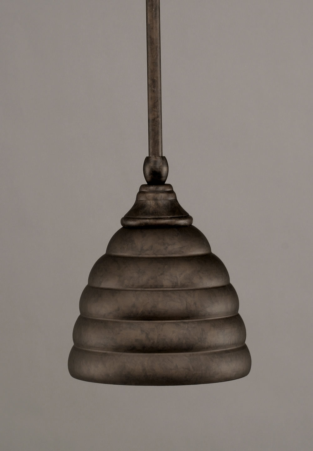 Stem Mini Pendant With Hang Straight Swivel Shown In Bronze Finish With 6" Beehive Metal Shade"