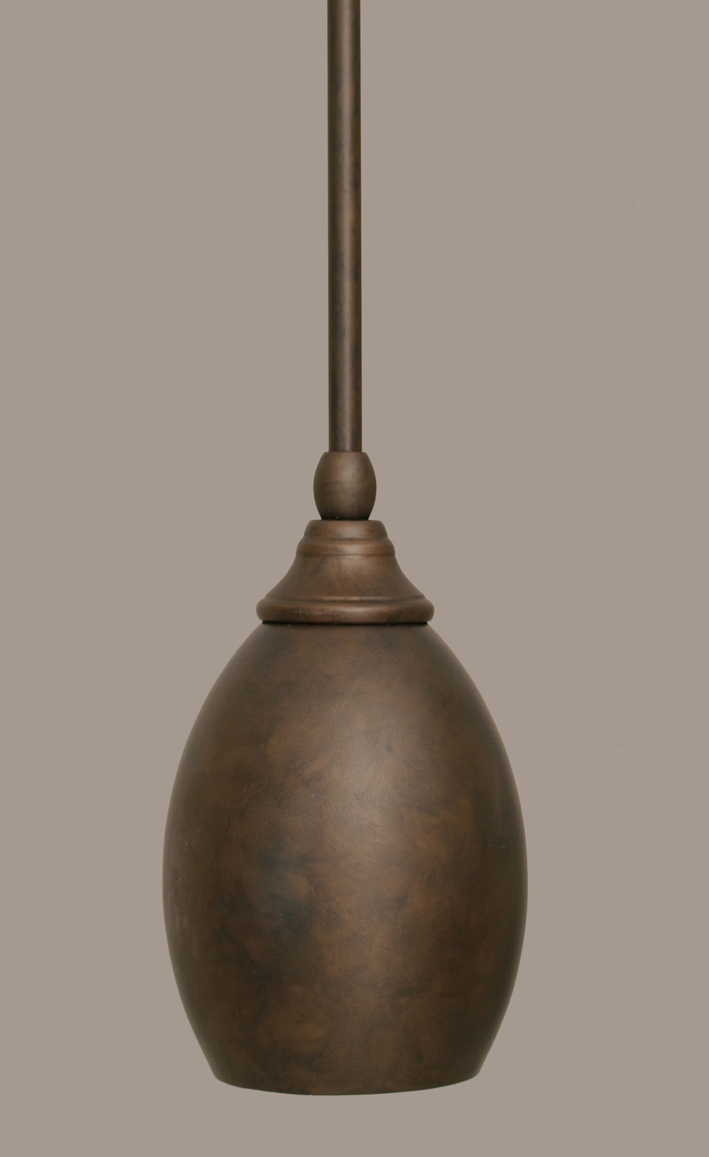 Stem Mini Pendant With Hang Straight Swivel Shown In Bronze Finish With 5 Bronze Oval Metal Shade
