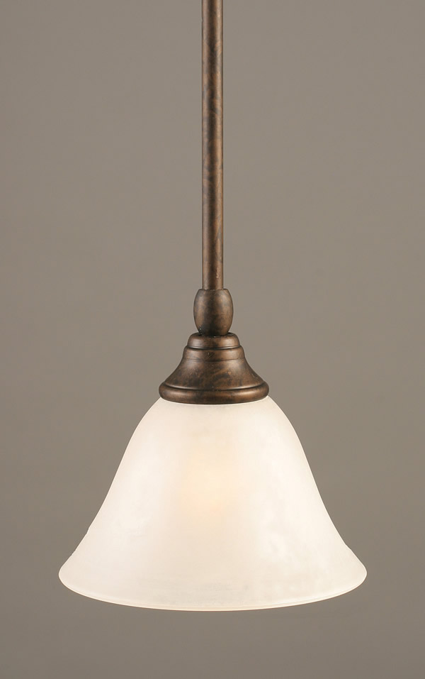 Stem Mini Pendant With Hang Straight Swivel Shown In Bronze Finish With 7" White Marble Glass