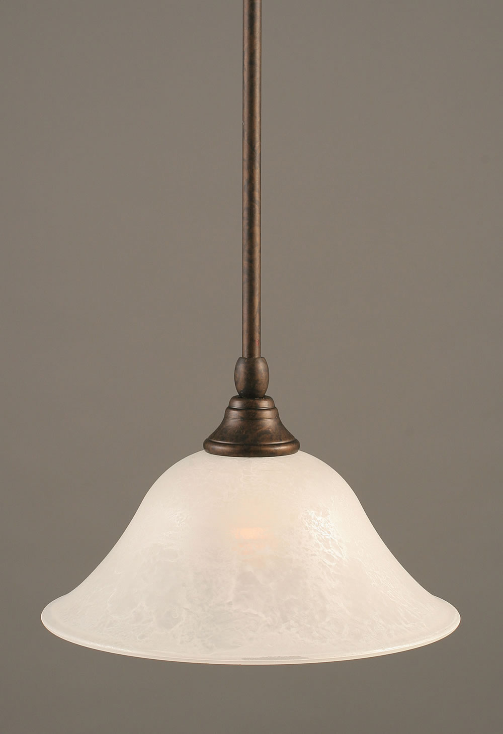 Stem Mini Pendant With Hang Straight Swivel Shown In Bronze Finish With 10" White Marble Glass