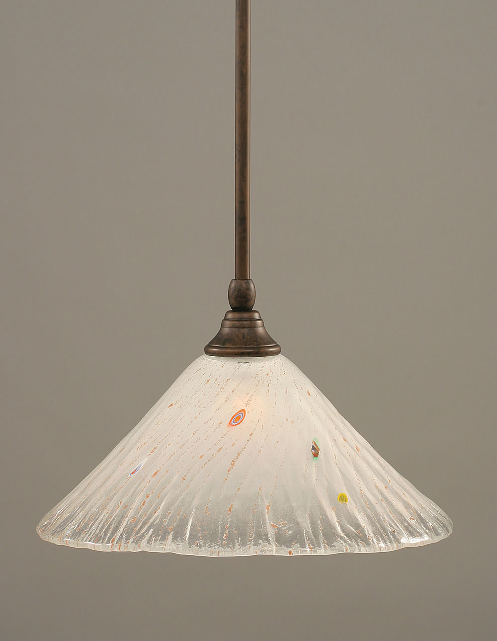 Stem Mini Pendant With Hang Straight Swivel Shown In Bronze Finish With 12" Frosted Crystal Glass