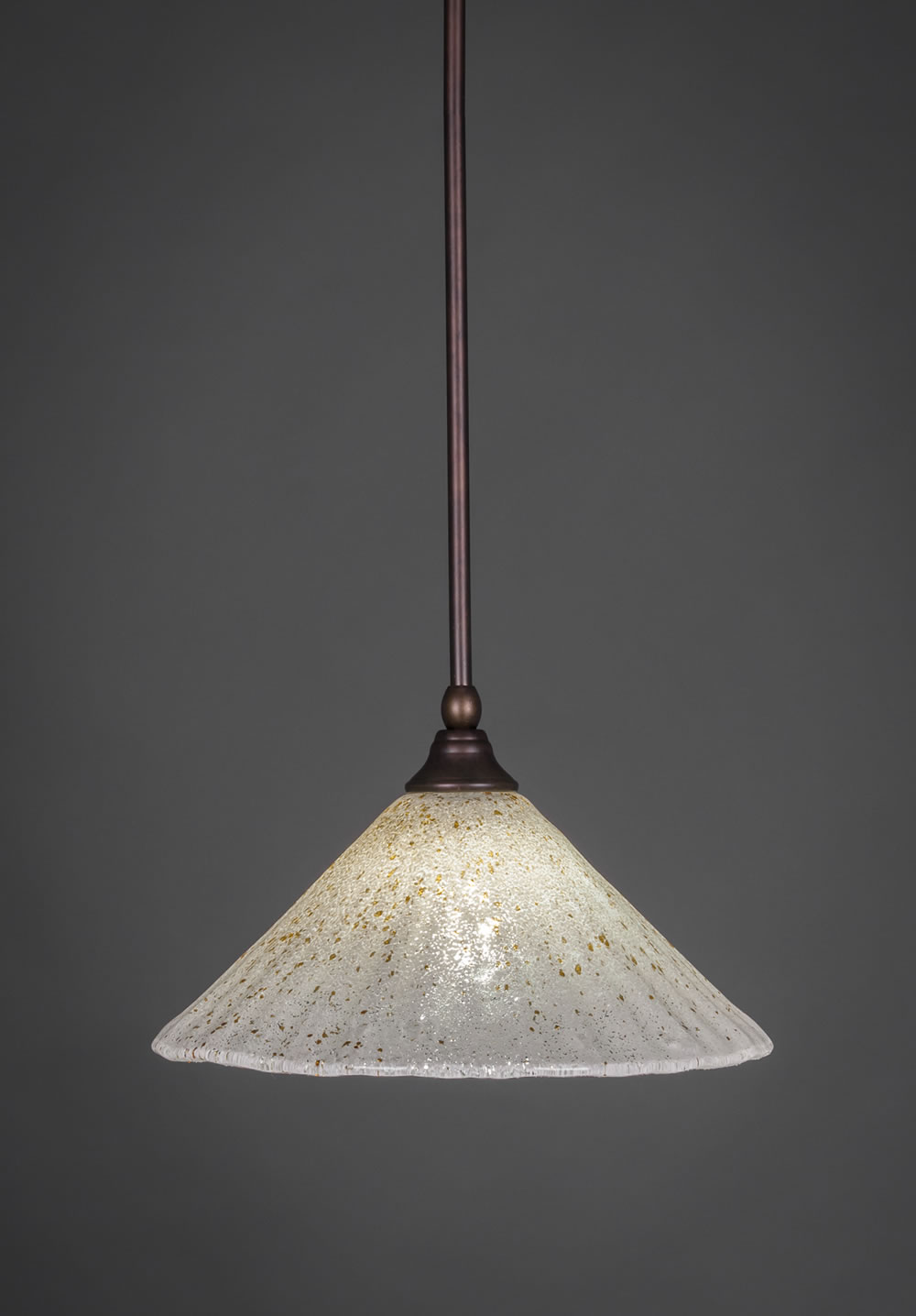 Stem Mini Pendant With Hang Straight Swivel Shown In Bronze Finish With 12" Gold Ice Glass
