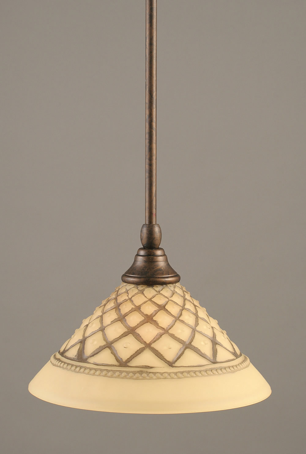Stem Mini Pendant With Hang Straight Swivel Shown In Bronze Finish With 10" Chocolate Icing Glass