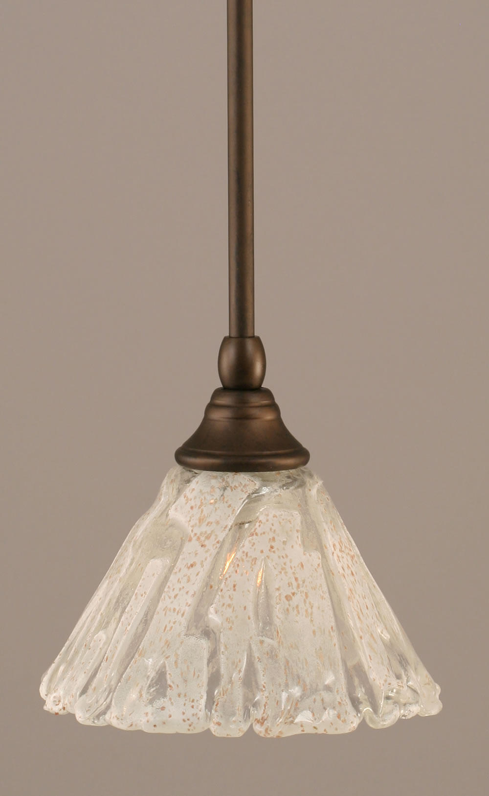 Stem Mini Pendant With Hang Straight Swivel Shown In Bronze Finish With 7" Italian Ice Glass