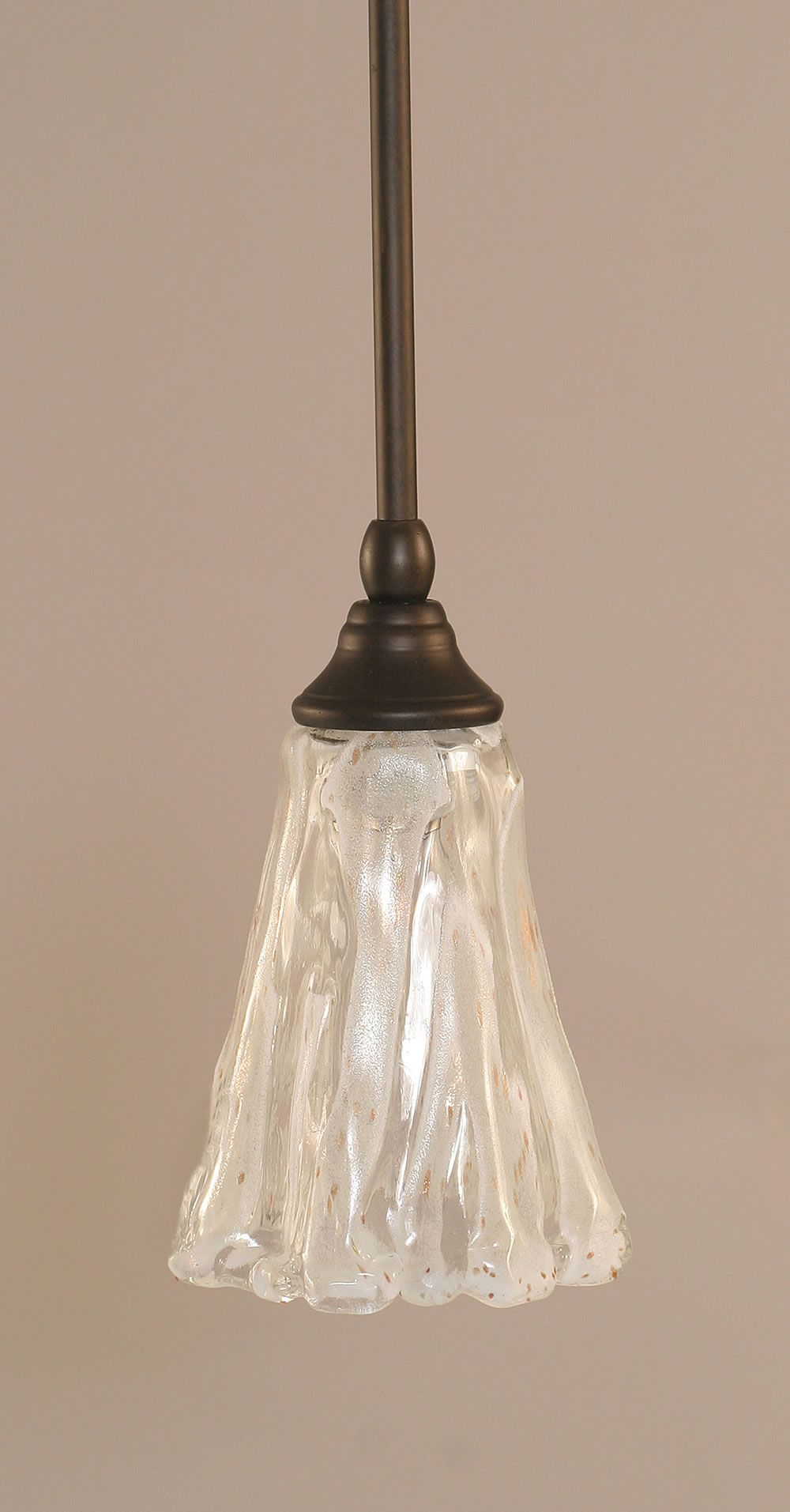 Stem Mini Pendant With Hang Straight Swivel Shown In Bronze Finish With 5.5" Fluted Italian Ice Glass