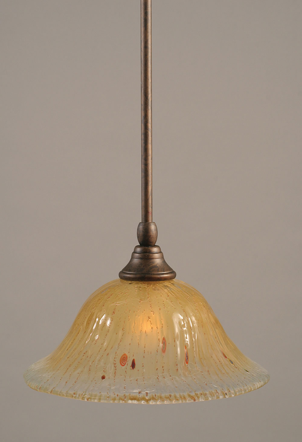 Stem Mini Pendant With Hang Straight Swivel Shown In Bronze Finish With 10" Amber Crystal Glass