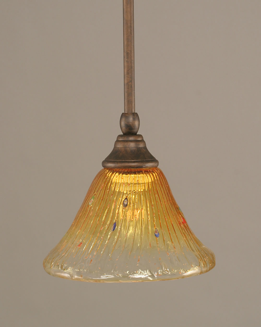 Stem Mini Pendant With Hang Straight Swivel Shown In Bronze Finish With 7" Gold Champagne Crystal Glass