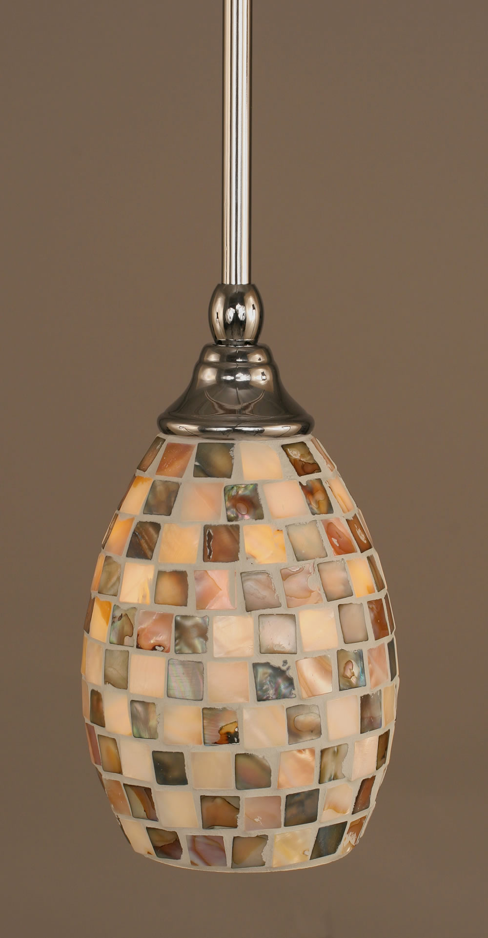 Stem Mini Pendant With Hang Straight Swivel Shown In Chrome Finish With 5" Sea Haze Seashell Glass "