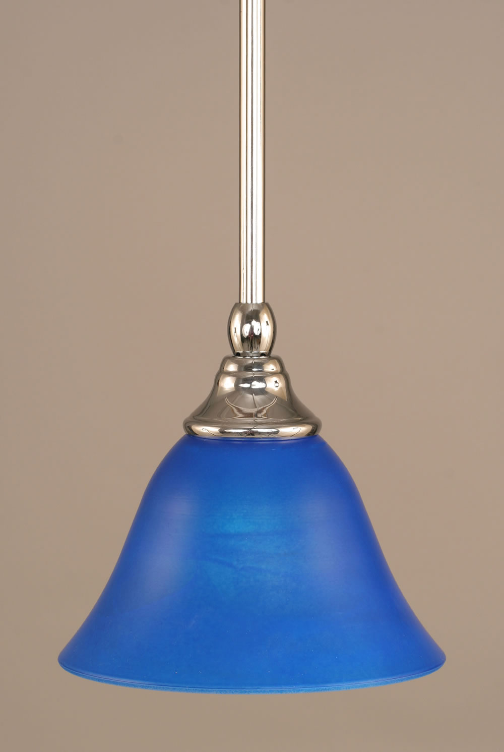 Stem Mini Pendant With Hang Straight Swivel Shown In Chrome Finish With 7" Blue Italian Glass "