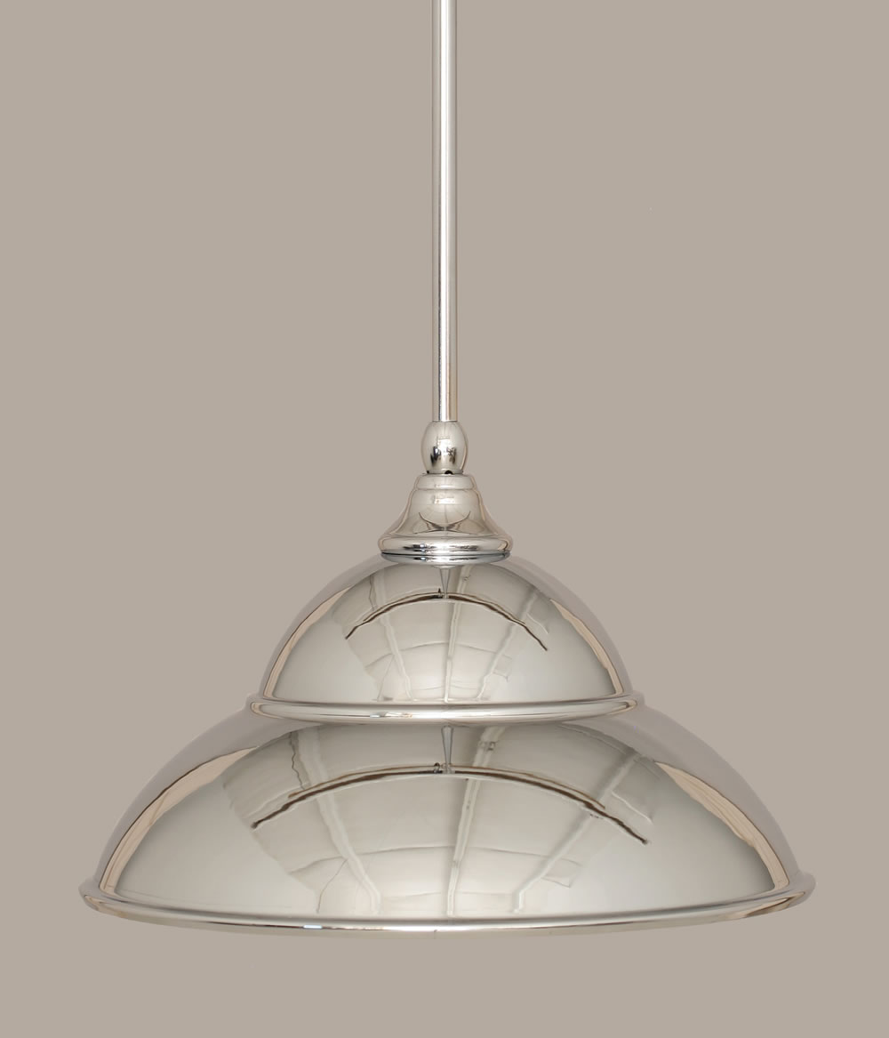 Stem Mini Pendant With Hang Straight Swivel Shown In Chrome Finish With 13 Chrome Double Bubble Metal Shade