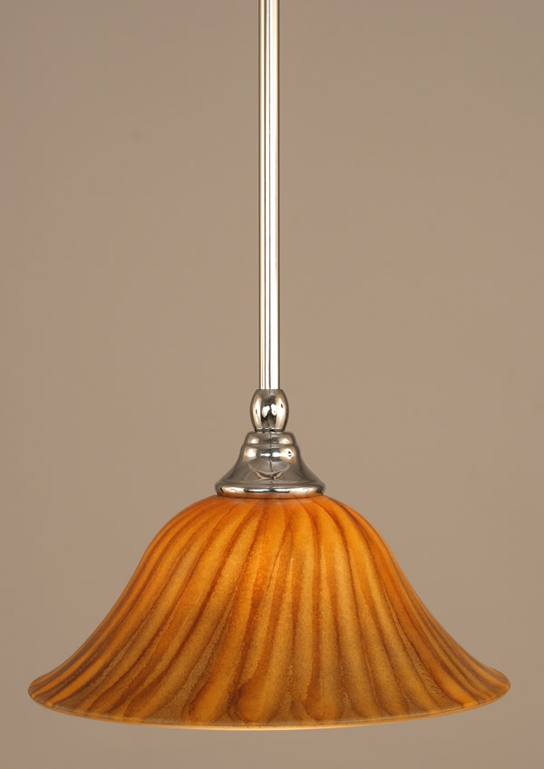 Stem Mini Pendant With Hang Straight Swivel Shown In Chrome Finish With 10" Tiger Glass "