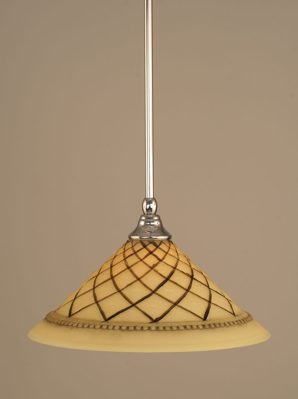 Stem Mini Pendant With Hang Straight Swivel Shown In Chrome Finish With 12" Chocolate Icing Glass
