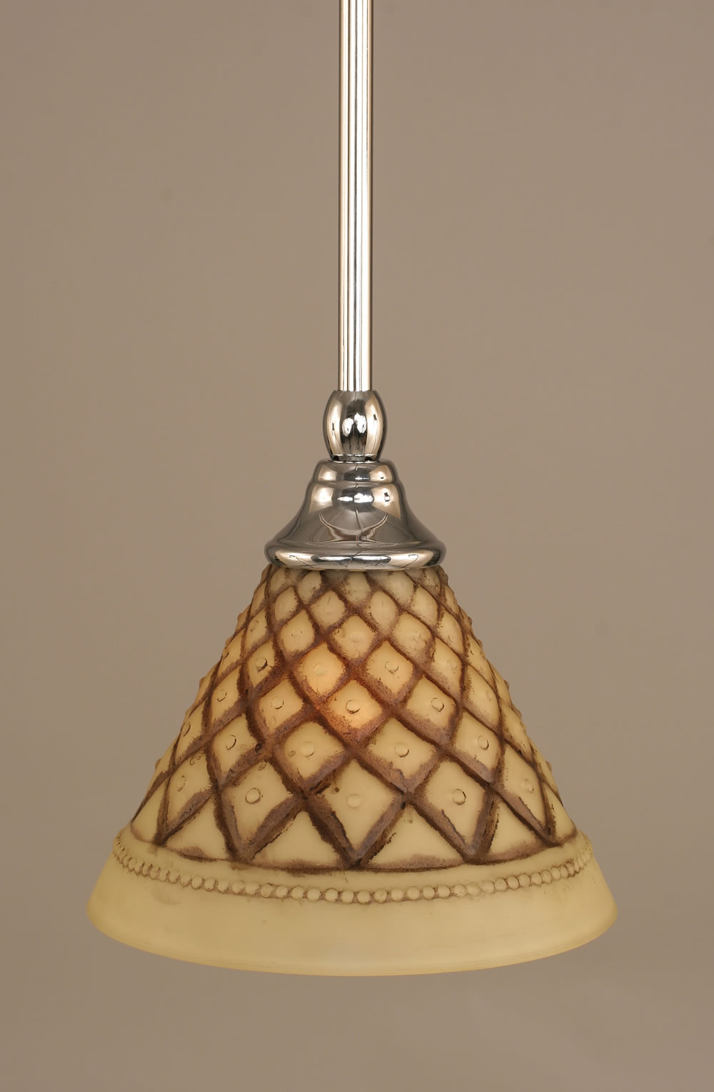 Stem Mini Pendant With Hang Straight Swivel Shown In Chrome Finish With 7" Chocolate Icing Glass