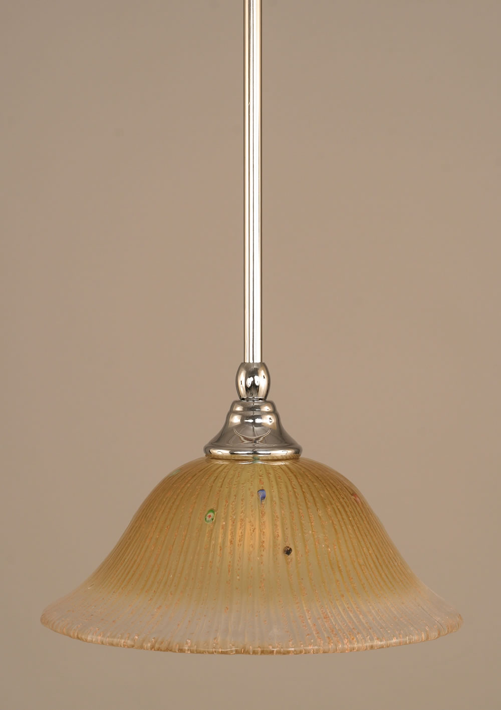 Stem Mini Pendant With Hang Straight Swivel Shown In Chrome Finish With 10" Amber Crystal Glass "